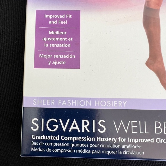 Sigvaris Well Being Knee High 15-20 mmHg Black B Sheer Compression Hoisery NEW - Picture 6 of 7